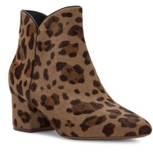 Cole Haan boots Elyse Real Fur Leopard Print Ankle 5.5 NEW leather pointed toe